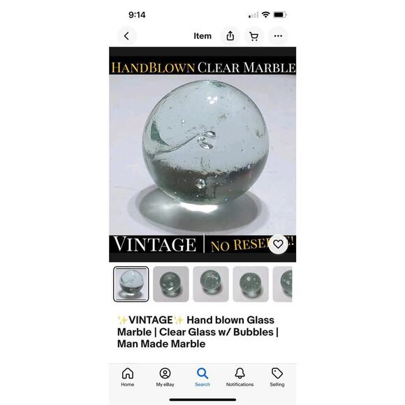 Vintage handblown glass marble. Clear. Bubbles. Man Made - Picture 8 of 8